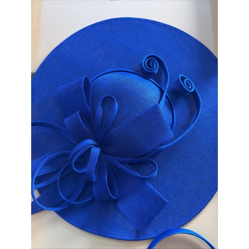 dressfan Royal Blue Fascinator Hat Headband Wide Brim Kentucky Derby Wedding NIB